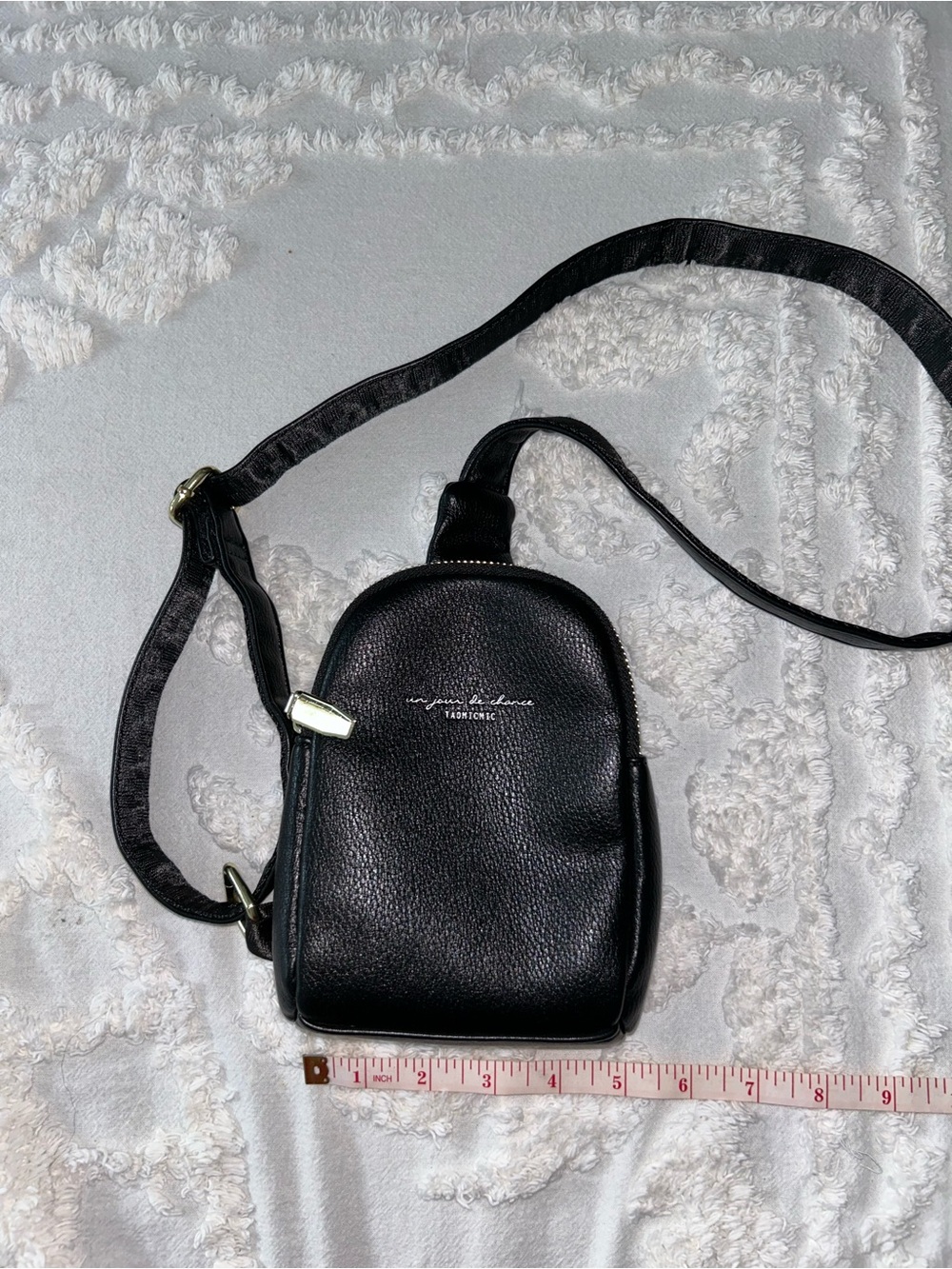 Black Mini Crossbody Bag with Gold Hardware